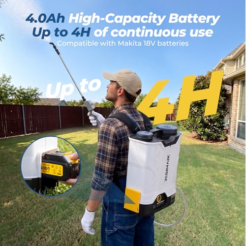 JESIMAIK 4.8 Gal Battery Powered Backpack Sprayer with 4.0Ah Battery - color: White