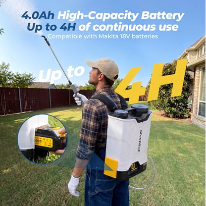JESIMAIK 4.8 Gal Battery Powered Backpack Sprayer with 4.0Ah Battery - color: White