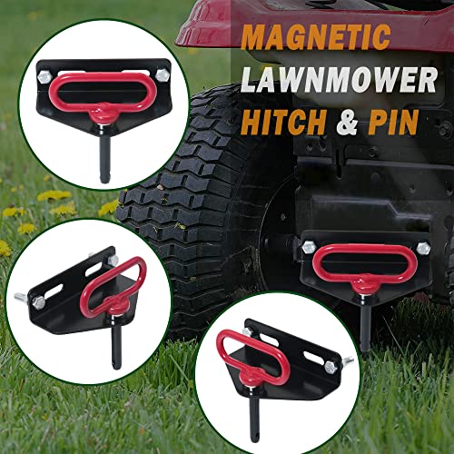 Universal Heavy Duty Zero Turn Mower Trailer Hitch with Magnetic Hitch Pin - color: Red+Black