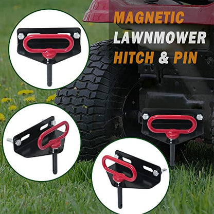 Universal Heavy Duty Zero Turn Mower Trailer Hitch with Magnetic Hitch Pin - color: Red+Black