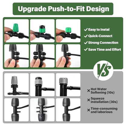 133FT Quick-Connect Drip Irrigation Kit with 30 Drip Emitters,3 Spray Types - size: 133FT Drip Irrigation System Kit