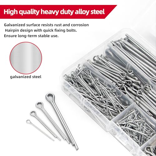 615-Piece Hairpin Cotter Pin Assortment Kit, 6 Sizes - size: 615Pcs-6 Sizes-Cotter Pin