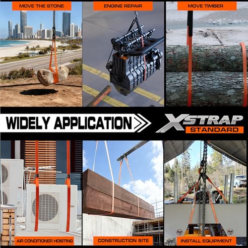 XSTRAP STANDARD 4PK 1"x6.5ft Lifting Sling Straps 2000 lb Vertical Capacity - style: 4PK 1''x6.5ft