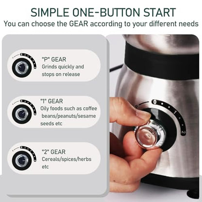Electric Grinder for Kitchen, 500W Spice Grinder for Coffee & Grains - color: Black