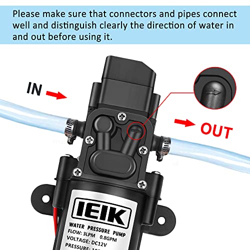 12 Volt Diaphragm Pump 3LPM 0.8 GPM 100PSI Self Priming Sprayer Pump 12V DC Fresh Water Pump Water Pressure Switch for RV Camper Marine Boat Lawn (30W) - color: 12v 30w(3/8")