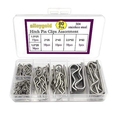 80 Pcs 6 Sizes Stainless Steel Hitch Pin Clip Kit for Hitch Pin Lock System, Trucks, Engine Repair - size: 304 Stainless Steel 80 pcs in 6 size