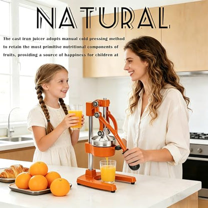 Cast Iron Juicer Hand Press Heavy Duty, Orange Juicer - color: Orange