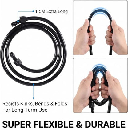 Thickened PVC replacement hose for backpack sprayers, garden water pump outlet hose, replacement for Ryobi replacement trigger spray gun hose, 59-inch long, black