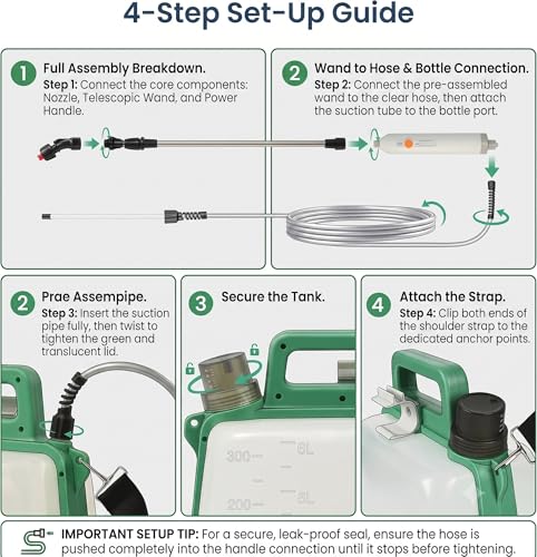 Battery Powered Garden Sprayer, 2.1 Gallon Electric Plant Sprayer with Rechargeable Handle, 3 Adjustable Nozzles, Telescopic Wand,Shoulder Strap,Portable Weed Sprayer for Lawn,Garden,Yard