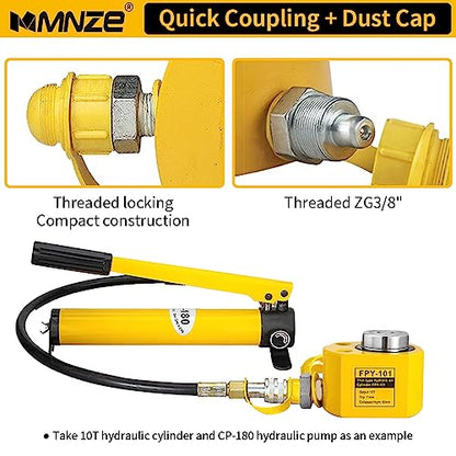 10T 11mm/0.43" Stroke Hydraulic Cylinder Jack Sets Mini Hydraulic Ram Jack Porta Power Kits Retract Automatically Split Hydraulic Single Acting Lifting Cylinders with CP-180 Hydraulic Hand Pump - size: 10T, 11mm/0.43" Stroke + CP-180 Pump