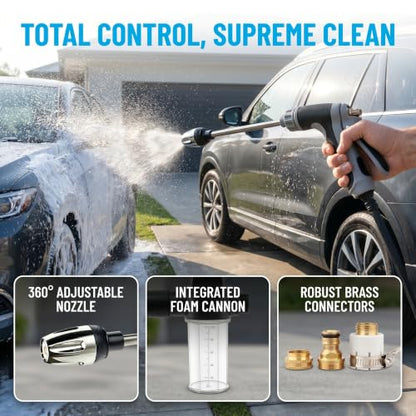 High Pressure Hose Nozzle with 4 Spray Modes, Adjustable Water Spray Gun