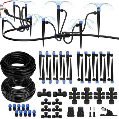 230FT Drip Irrigation System with 1/2" 1/4" Irrigation Tubing and Emitters - size: 232 FT