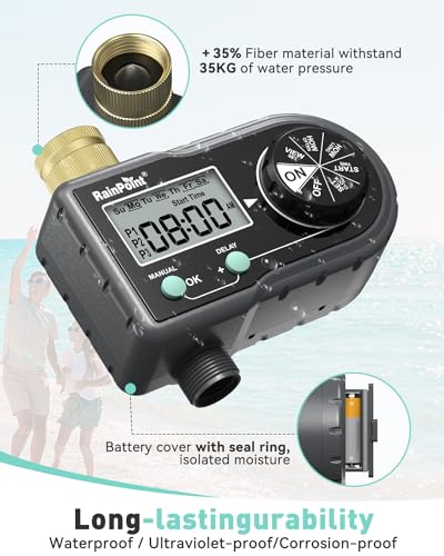 RAINPOINT Sprinkler Timer with 3 Individual Programs, Brass Inlet Water Timer for Garden Hose, Sprinkler Controller, Automatic/Manual Irrigation System for Lawn & Yard Watering, 1 Outlet