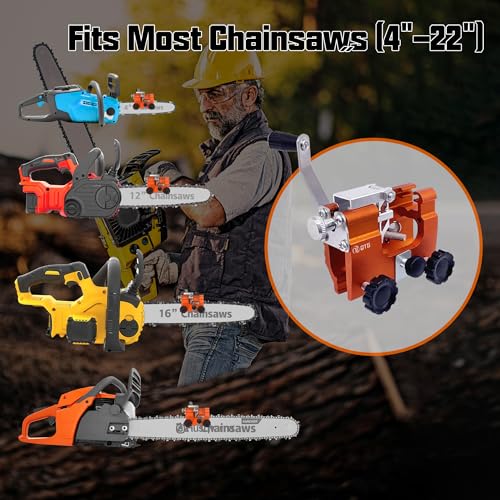 QTG Manual Chainsaw Sharpener, 30° Portable Hand Crank Chain Grinder Kit
