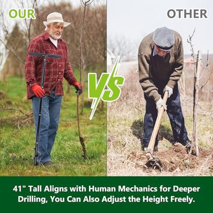 Post Hole Digger Manual 6" x 41" Garden Auger Spiral Drill with T Shaped Handle for Digging Planting Bulb Bedding