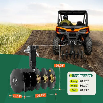 WUTIST 20" Notched Disc Harrow Plow Attachment for ATV UTV W/ 6 X Concave