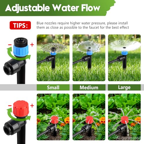 110FT Drip Irrigation System Kit, Automatic Garden Watering System - size: 17FT Main tube+ 93FT 1/4'' tube