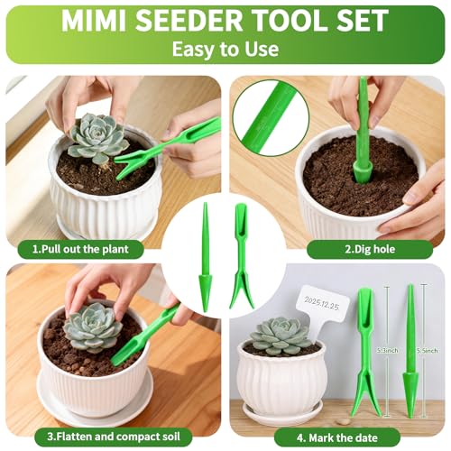 Seed Planter Tool 17-Piece Garden Dibber Set with Seed Dispenser