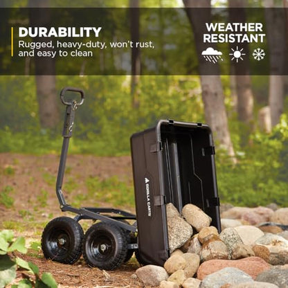 Gorilla Carts Poly Dump Cart, 1200 lb. Capacity, 6 Cu Ft - size: 6-Cubic Feet, style: Pneumatic