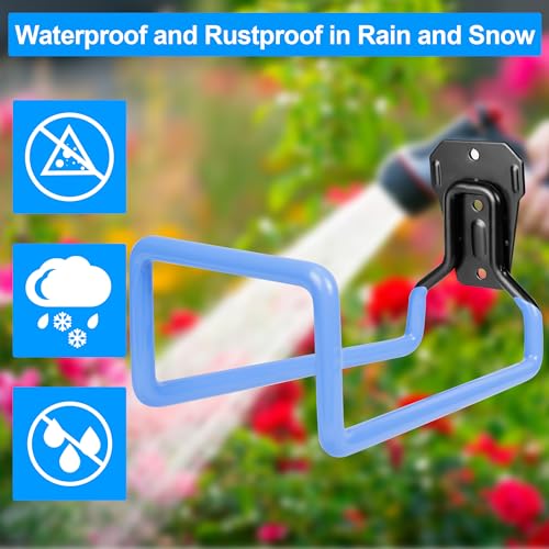 PeoMev Hose Holder Wall Mount Metal Hose Hook Garden Hose Rack - color: Blue