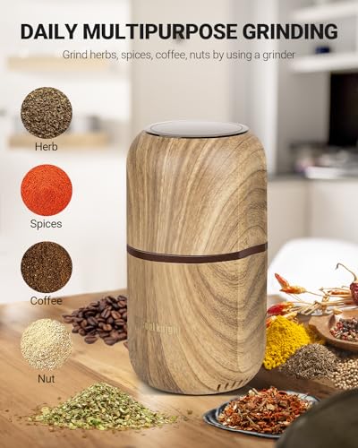 COOL KNIGHT Electric Herb Grinder, Fast Grinding, 120g Large Capacity - color: Wood grain 2