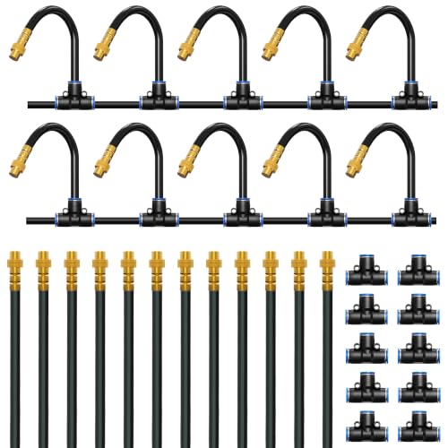 10Pcs 360° Adjustable Irrigation Nozzles Tee to 1/4" Garden Watering System