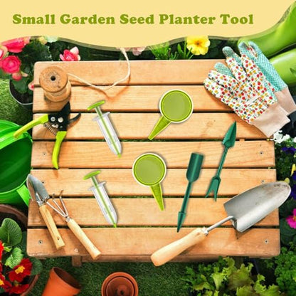 Mini Seed Spreader Set,6 PCS Small Garden Seed Planter Tool,Precise Sowing Seed Dispenser for Tiny Seeds, Hand Held Manual Seed Spreader with Seedlings Dibber and Widger Set Tools for Planting