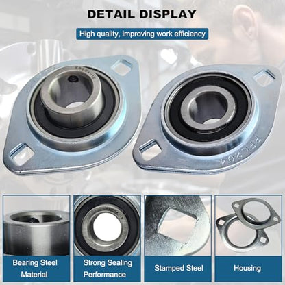 2 Pack SBPFL204-12 Pillow Block Bearings 3/4" Bore Bearing Units Steel Flange Mounted Bearing Housing Pressed Steel Flange Bearing (SBPFL204) - style: SBPFL204-12