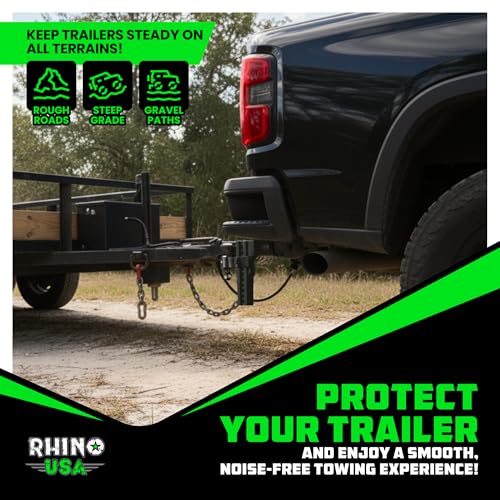Rhino USA Adjustable Trailer Hitch (2in Receiver) - 10in Drop/Rise - color: Black, size: 2"x10"