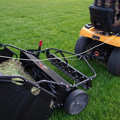 Brinly 42" Tow-Behind Combo Lawn Sweeper with Dethatcher and Hamper Windscreen - size: 42"