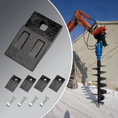 4 Pack 3 Point Auger Cutting Edge with Screw, Cutting Wedges Square Hole Replacement Auger Teeth with Hardware for Carbide Cut Edge 3 Point Post Hole Digger Spiral Drill Bit Cut