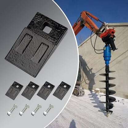 4 Pack 3 Point Auger Cutting Edge with Screw, Cutting Wedges Square Hole Replacement Auger Teeth with Hardware for Carbide Cut Edge 3 Point Post Hole Digger Spiral Drill Bit Cut