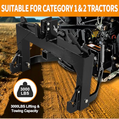 3-Point Quick Hitch Category 1 Tractor Implement Adaption, No Bushings Required, Red Powder Coat, 3000 Lb Lift Capacity
