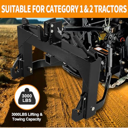 3-Point Quick Hitch Category 1 Tractor Implement Adaption, No Bushings Required, Red Powder Coat, 3000 Lb Lift Capacity