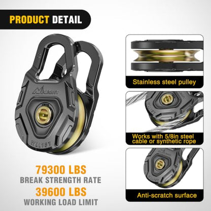 Nilight Forged Snatch Block 18 Ton Winch Pulley System E-Coated Rustproof - color: Heavy‑Duty Upgraded Winch Snatch Block 18T