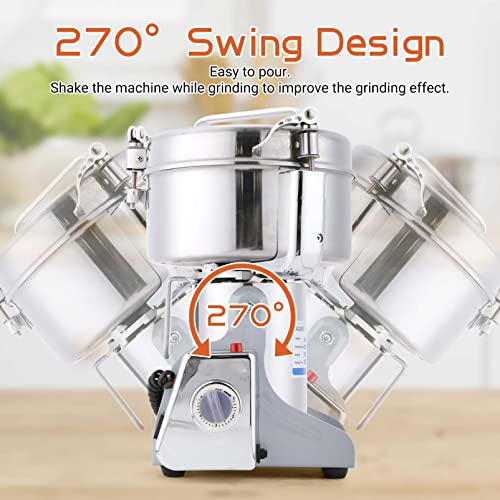 Electric Grain Mill Grinder 2000g High-speed Grain Spice Herb 3500W Dry Grinder Machine 304 Stainless Steel Superfine powder high-speed grain mill 36000r/min for Kitchen Home and Commercial - size: 2000G