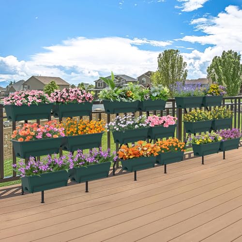 3-Tier Vertical Garden Planter with 6 Boxes, 31" Tall Raised Garden Bed - color: Green, size: 3-Tier