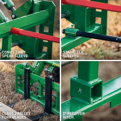 Titan Attachments Economy Series Hay Frame, 32" C2 Hay Spear & Stabilizer Spears, Hook and Pin Mounting Style, Rated 4000 LB, 2" Receiver Hitch - size: 32" Main Spear + 17.5" Stabilizers