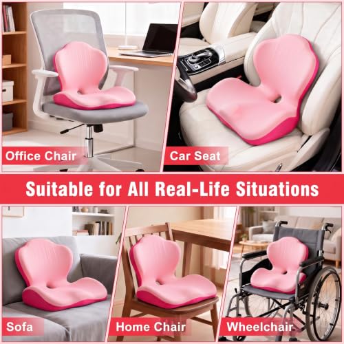 Car Seat Cushion Office Chair Cushion with Lumbar Support Pillow - color: Pink