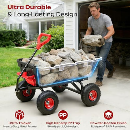 Garden Dump Cart Wheelbarrow 900 Lbs, Heavy Duty Yard Wagon