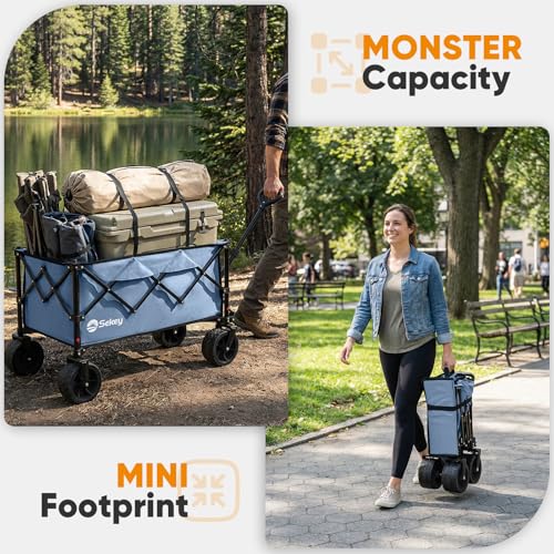 Sekey 250L Beach Wagon, 400 lb Capacity, Foldable, All-Terrain Wheels - color: Blue