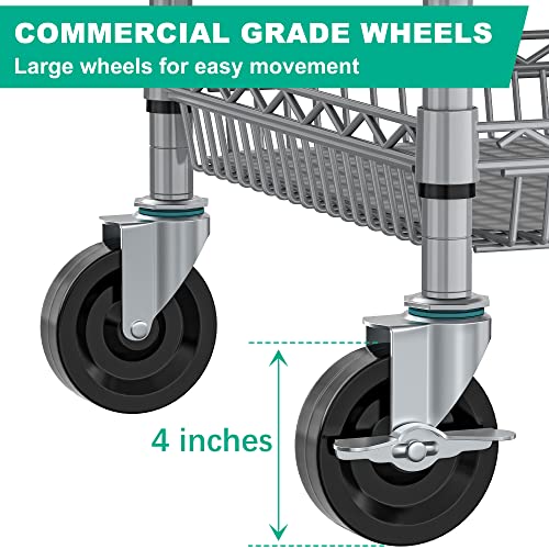 Folews Heavy Duty Rolling Cart with Wheels, 990LBS Metal Utility Cart - style: Gray