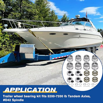 25580 14125A Boat Axles Trailer Bearing Kit for 5200-7000 lb, 4 Sets