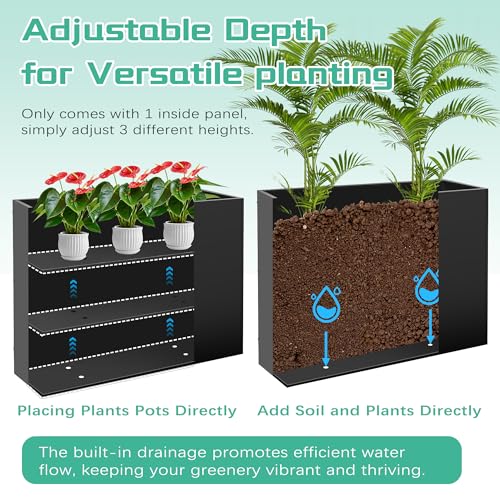 Montex Large Metal Rectangular Outdoor Planter Box, 37" L x 13" W x 26" H - size: 37''L x 13''W x 26''H
