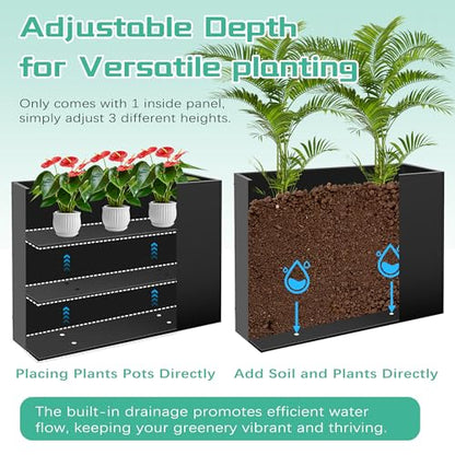 Montex Large Metal Rectangular Outdoor Planter Box, 37" L x 13" W x 26" H - size: 37''L x 13''W x 26''H