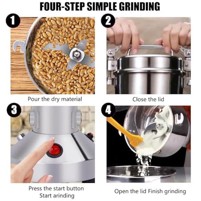 Grain Grinder 150g High-speed Spice Herb Electric Stainless Steel Grain Mill 850W for Corn,Flour,Wheat,Pepper and Coffee Bean - size: 150g