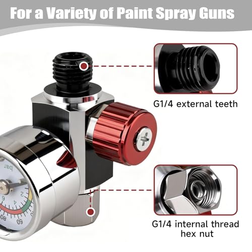 G1/4 Paint Spray Gun Air Pressure Regulator Kit with Gauge