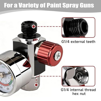 G1/4 Paint Spray Gun Air Pressure Regulator Kit with Gauge