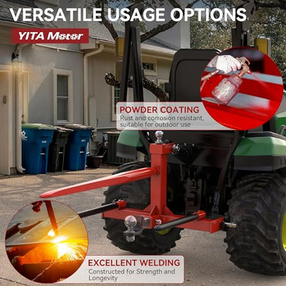 YITAMOTOR 3 Point Quick Attach Hitch with 2" Receiver for CAT 1 Tractors
