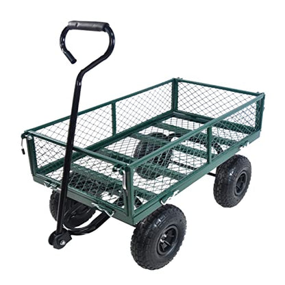 Garden Dump Cart - Large Capacity, Removable, Sturdy, Green, Outdoor Use - color: Green